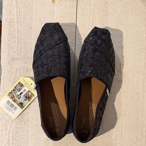 TOMS Glittery Black Slip-Ons